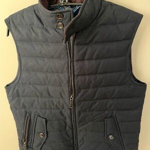 Ted Baker Dylan Navy Blue Quilted Vest - Pattern Lining Like New Size 3 Medium